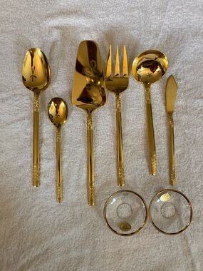 Gold flatware vintage Present Rotundra Serving Pieces NOS 80/90s glamour (A)